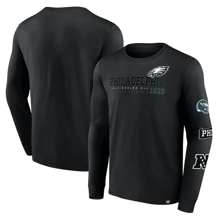Men's Black Philadelphia Eagles High Whip Pitcher Long Sleeve T-Shirt
